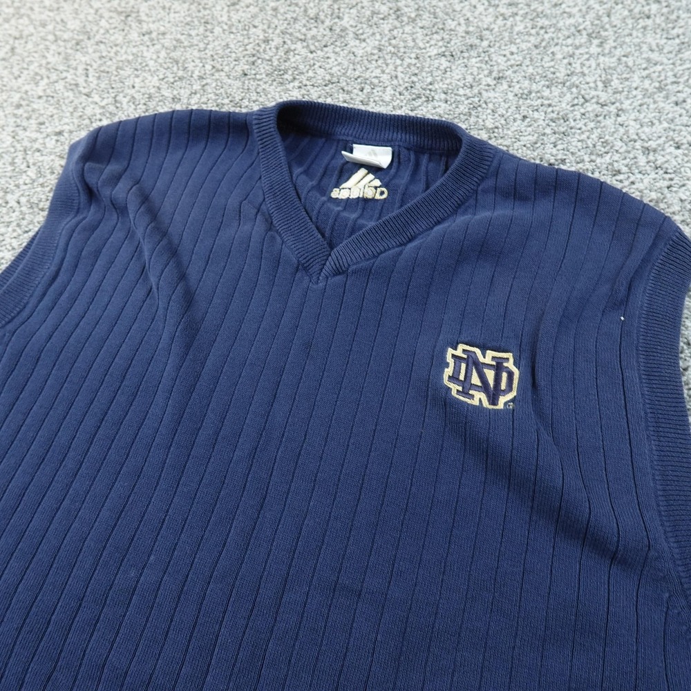 VTG Notre Dame Fighting Irish Sweater Vest Mens XL Blue NCAA College Adidas‎ Y2K